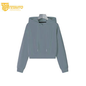 Sweat-shirt à capuche en molleton pour femme, décontracté, respirant, à manches longues, coupe courte, pour la saison printemps-hiver - Product Image 1
