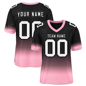 Maillot de football antibactérien à manches courtes dégradé de rose et noir personnalisé nom de l'équipe numéro uniforme de football américain personnalisé - Product Image 5