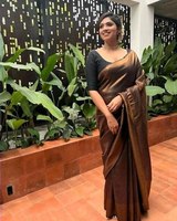 Sari d'été traditionnel en soie jacquard Banarasi pour femme, idéal pour les fêtes, festivals et usage quotidien, en soie Lichi douce, infroissable et résistante au soleil