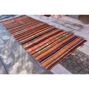 Vintage Turkish <b>Wool</b> Rug 4.8ft X 12.5ft <b>Red</b> & Black Patchwork Design Handmade Rectangle Hallway Model Latex Backing for Bedside - Product Image 3