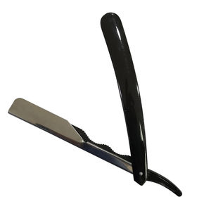Navaja de Barbero Plegable ARISTON INTERNATIONAL con Mango de Madera Plateado y Negro, Hoja de Acero Inoxidable Antiácido, Reutilizable para un Uso Seguro - Product Image 1