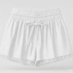 Shorts décontractés en maille côtelée à taille haute avec bordure en dentelle, très vendus en 2026, pour femmes, doux, respirants, pour se détendre, pyjama, vente en gros - Product Image 4