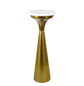 Mesa auxiliar de metal redonda única de latón AK en acabado dorado con mármol blanco superior para muebles de oficina/muebles de hotel - Product Image 2