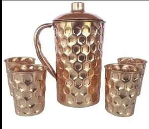 Carafe en cuivre de haute qualité Carafe à boire en cuivre avec couvercle pour hôtel Restaurant Carafe à eau en métal cuivre pour vente chaude en provenance d'Inde - Product Image 1