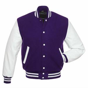 Chaqueta Universitaria de Béisbol Personalizada al por Mayor para Hombre, Chaqueta Bomber Profesional de Lona con Mangas de Cuero Vacuno en Oferta - Product Image 3