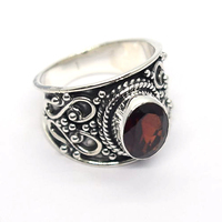 Bague en argent sterling 925 avec pierre précieuse grenat, faite à la main, bijoux fins vintage, pierre rouge naturelle, bague pour femme