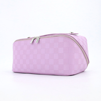 Logo Kustom Murah Tahan Air PU Kulit Vegan Resleting Portabel untuk Tas Perjalanan Tempat Kosmetik Kecil Kotak Makeup Wanita