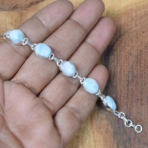 Top Quality Genuine Caribbean Larimar Oval Link Chain Party Wear Handmade <b>Bracelet</b> Fir Women Vintage Wholesale Jewelry Supplies - Product Image 4