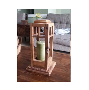 Soporte de candelita de linterna de madera en diseño hecho a mano con mango de Metal perfecto para la decoración del hogar Festival Decoración Base cuadrada plana - Product Image 6