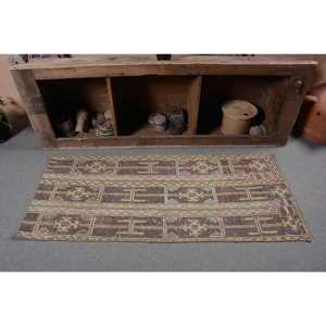 Tapis de 2,2 x 5,2 pieds, petit tapis turc, tapis persan brun - Product Image 4