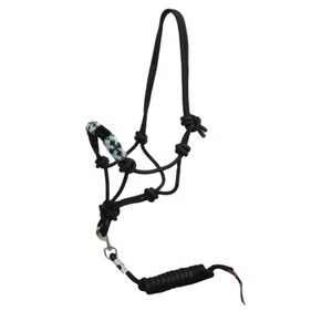 Top Selling Western Saddle Nylon Beaded Rope <b>Halter</b> Black with Matching Lead Indian Supplier Wholesale Manufacturer - Product Image 1