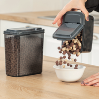 Afossa Contenant alimentaire rectangulaire moderne en plastique PP de 1,2 L avec couvercle hermétique à clapet pour stockage à sec, céréales et collations, avec bec verseur facile