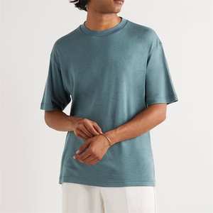 เสื้อยืดผ้าฝ้ายออร์แกนิกสำหรับผู้ชาย100% น้ำหนักเบาคอกลมผ้า240ระบายอากาศได้ป้องกันรอยยับ - Product Image 2