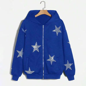 Sweat à capuche court surdimensionné en streetwear avec logo personnalisé, 400 g/m², délavé à l'acide, noir, avec strass sur toute la surface, sweat à capuche d'hiver pour homme - Product Image 3