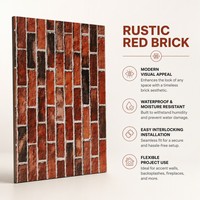 Panneau mural en PVC rouge rustique, imitation brique, imperméable, revêtement décoratif intérieur
