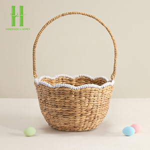 Panier de rangement en jonc de mer naturel Panier décoratif pour la maison Panier de pique-nique extérieur Décorations de Noël Cadeaux OEM Made In Vietnam - Product Image 4