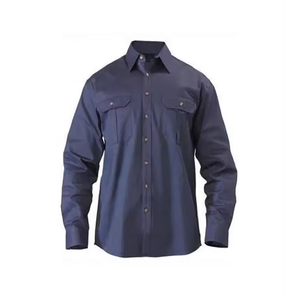 2024 nouveau Design Logo personnalisé hommes soudage FR chemises en gros confortable hommes soudage FR couleur unie à manches longues chemises boutonnées - Product Image 1