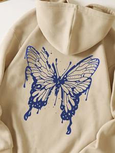 Sudadera con Capucha de Felpa de Algodón Vintage, Hombros Caídos, Estampado Digital, Sudadera con Capucha de Invierno - Product Image 2