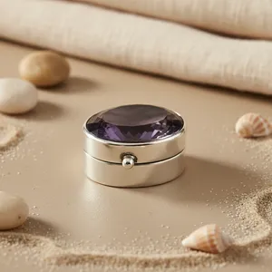 Anillo Elegante de Plata con Amatista y Piedra Natural con Engaste de Circonita para Mujer, Ideal para Boda o Regalo - Product Image 1