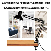 Lampe de bureau LED E27 en métal, lampe de table pliante à bras oscillant réglable pour salon de manucure