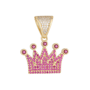 14K Gold Plated Brass Crown Pendant CZ Iced Out Dijes <strong>De</strong> Corona Oro Laminado King Queen Charms for <strong>Jewelry</strong> Making DIY <strong>Supplies</strong> - Product Image 1