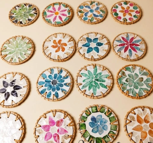 Ensemble de sous-verres et napperons en céramique de rotin | Vaisselle faite à la main du Vietnam pour la commande en gros - Product Image 1