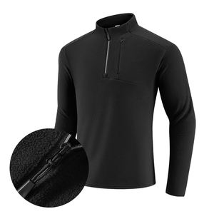 Haut de sport pour homme, manches longues, fermeture éclair sur le devant, logo personnalisé, décontracté, à carreaux, séchage rapide, doublure d'hiver, 340 grammes - Product Image 4