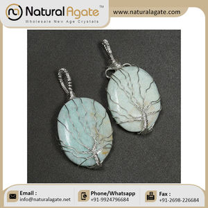 Fila de cristal de cuarzo, colgante de alambre de envoltura de piedra - Product Image 4