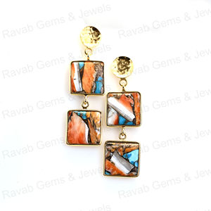 ต่างหูชั้นดีสำหรับผู้หญิงสินค้ามาใหม่ต่างหู925แข็งเงินสเตอลิงออยส์หนามธรรมชาติขนาด10มม. สี่เหลี่ยมจัตุรัสสีทอง18K โรเดียมห้อย - Product Image 5