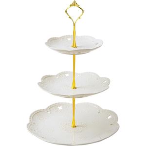 Support à gâteau en métal à 3 niveaux de qualité supérieure, design élégant et robuste, haute qualité pour les mariages élégants et les présentations de desserts - Product Image 1