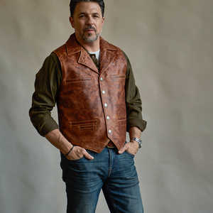 2025 New Arrival Customized Logo Men's Leather Vest Jacket Breathable Wholesale Design <b>Waistcoat</b> Unique Outer Wear for Winter - Product Image 3