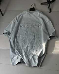 เสื้อยืดแขนสั้นผ้าหนาใส่สบายสำหรับผู้ชายผ้าฝ้าย100% หนาคอกลม - Product Image 3