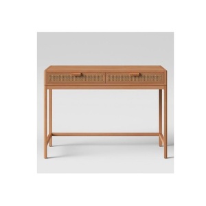 Mesa de Consola con Cubierta de Madera de Mango Lisa y Patas de Acero Inoxidable Plateado Sofisticadas que Exhiben Ideas de Diseño Interior Elegantes - Product Image 4