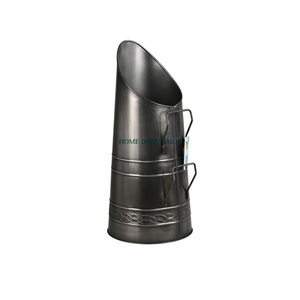 Seau à charbon fait main en métal galvanisé élégant fabriqué avec des seaux à manche en bois Ensembles de cheminée Accessoires d'intérieur et d'extérieur - Product Image 5