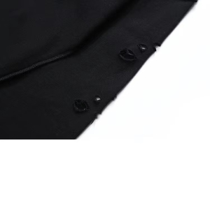 Sweat-shirts à capuche courts à ourlet brut, sweat-shirts en molleton français, sweat-shirts à capuche avec design de trous personnalisés, sweat-shirts à capuche avec logo personnalisé, unisexe - Product Image 3