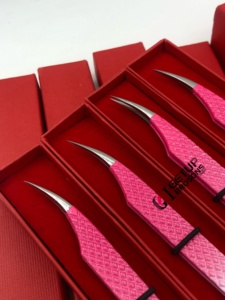 Pince à épiler professionnelle en acier inoxydable style dauphin, double couleur, revêtement poudré, pour extensions de cils, avec miroir en forme de cœur - Product Image 5
