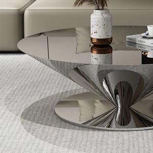 Luxury Eco-Friendly Modern Stainless Steel Coffee <b>Table</b> Silvery <b>Mirror</b> Finish Home Hotel Living Room Bar Furniture - Product Image 2