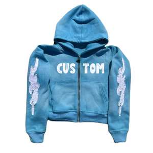 Sudadera con capucha con cremallera para hombre personalizada 2025 con diseño único Material de calidad pura Precio de fábrica La mejor Sudadera con capucha bordada impresa para el invierno - Product Image 6