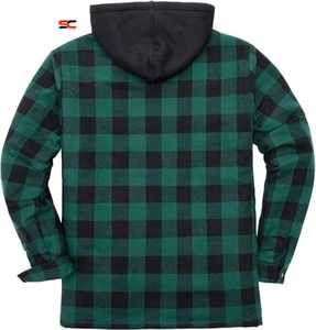 Men's Thicken Plaid Hooded Flannel Shirt Jacket with <b>Quilted</b> Lined Discount Offer - Product Image 2
