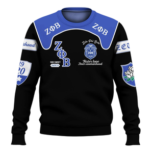 Sudadera con Cuello Redondo Zeta Phi Beta Griega 1920 para Mujer, Azul, Bordada, de Felpa - Product Image 1