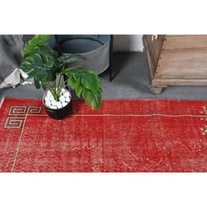 Tapis Turc Vintage Rouge Beige 4.9x8.7ft Grande Surface Laine Latex Patchwork pour Couloir Chambre Rectangulaire Côté pour Chambre Chevet - Product Image 5