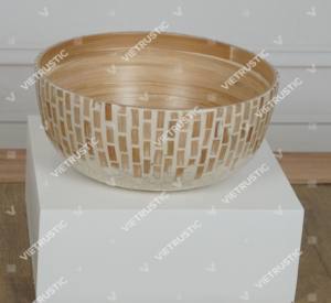 Bol incrusté de bambou Offre Spéciale de Vietrustic pièce de service décorative fabriquée à la main pour un repas à la maison durable - Product Image 4