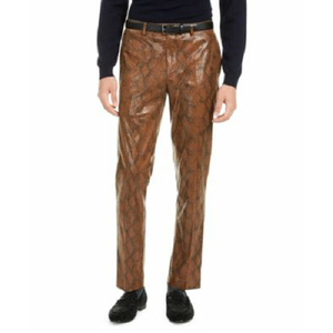 Manufacturer Custom High Quality <b>Synthetic</b> Snake Skin <b>Leather</b> Pants Breathable Casual Style with Flat Front Logo on Waist - Product Image 6