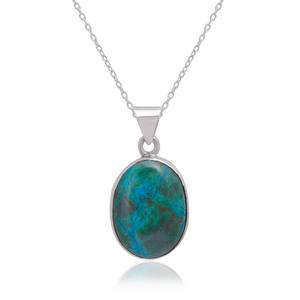Venta al por mayor 925 plata esterlina ovalada crisocola bisel colgante piedras preciosas naturales joyería hecha a mano para mujeres - Product Image 1