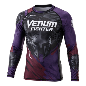 Camiseta de Compresión Venum Fighter de Manga Larga para Hombre, Color Morado y Negro, con Estampado por Sublimación, para MMA y Gimnasio, de Secado Rápido - Product Image 4