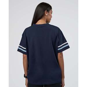 เสื้อยืดโอเวอร์ไซส์ Victory FLXCotton สีฟิวเจอร์ เนวี-กลาเซียล บลู-ลายเรียบ สำหรับใส่ลำลอง - Product Image 4