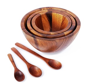 Large Acacia <b>Wood</b> <b>Salad</b> <b>Bowl</b> Platter Customized Size Top Selling Fruit <b>Bowl</b> Made in India for Parties - Product Image 5