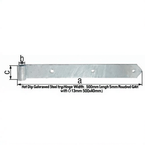 Charnière en acier galvanisé à chaud pour meubles, largeur 40 mm, longueur 500 mm, épaisseur 5 mm, arrondie GAH avec 13 mm 500x40 mm - Product Image 3