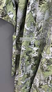 Bata de algodón ligera con estampado de pájaros y estampado a mano, estilo kimono - Product Image 4