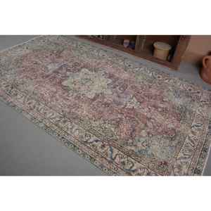 พรมปูพื้นสไตล์ตุรกีโบราณสีเบจสีชมพูขนาด5.4X9.4ฟุตงานปะขนสัตว์ไม้ไผ่ทำด้วยมือวัสดุลาเท็กซ์สำรองสำหรับใช้ชีวิต - Product Image 3